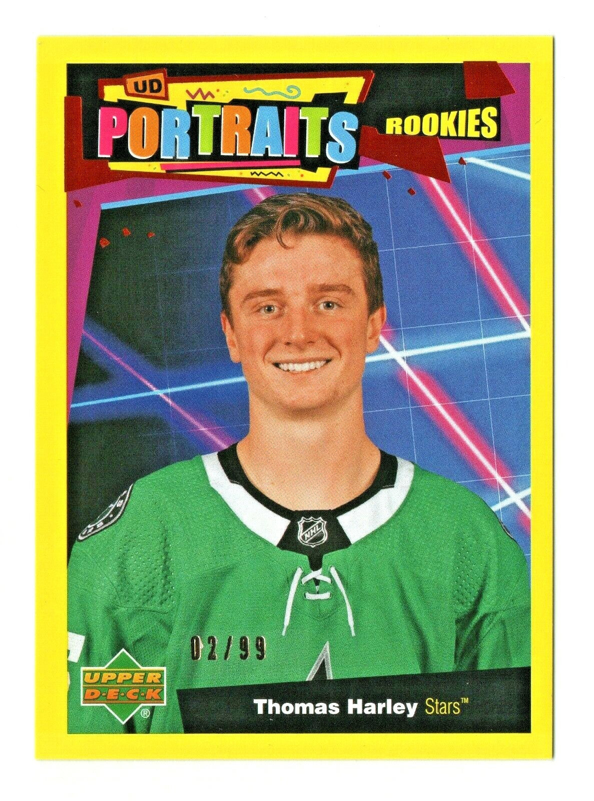 2020-21 Upper Deck Series 2 THOMAS HARLEY UD Portraits Rc P-66 Gold 02/99 Stars
