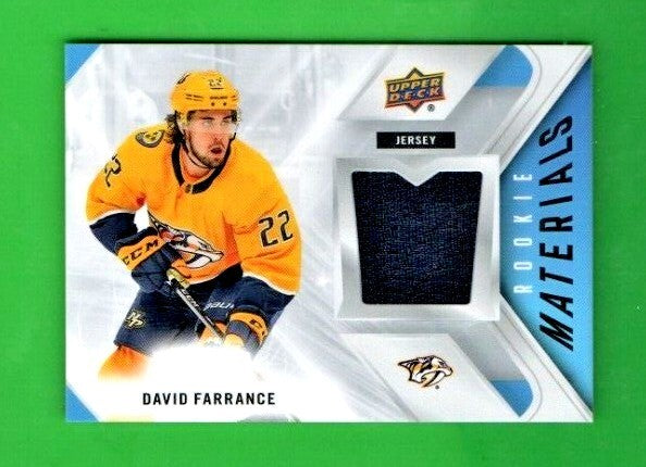 David Farrance 2021-22 UD Series 2 Rookie Materials BLACK  Jersey  -  RM-DF