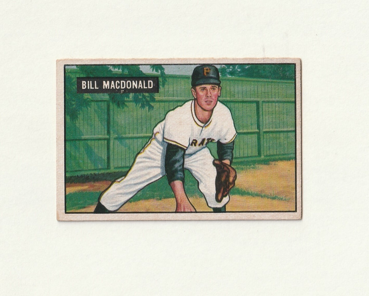 1951 Bowman   -  BILL MacDONALD   -  Pittsburgh Pirates  Rookie  #239  EX-NRMT