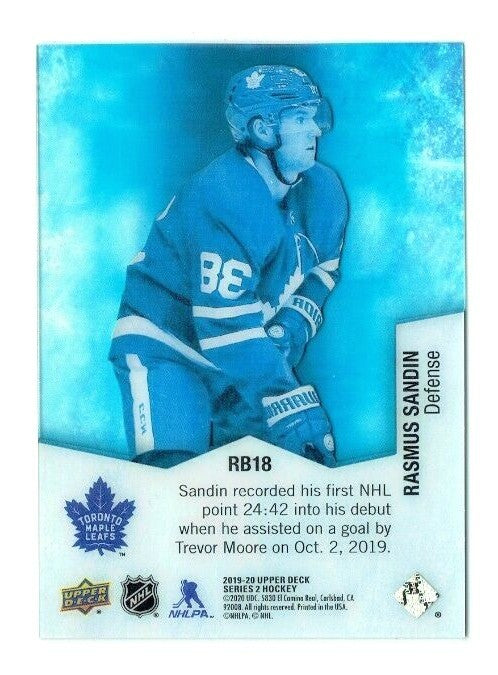 2019-20 Upper Deck Rookie Breakouts Rasmus Sandin #RB-18 #/100 - LEAFS