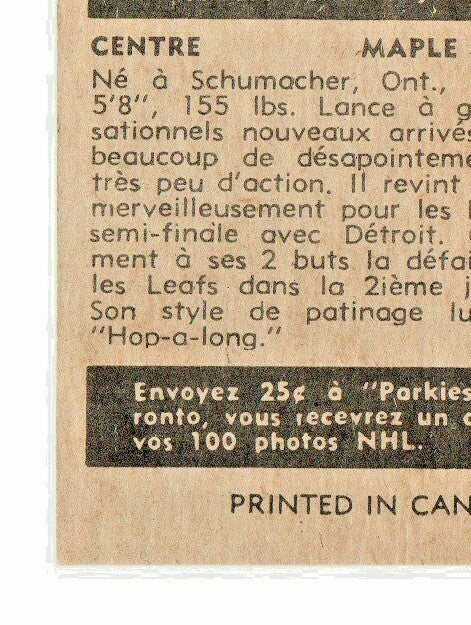 1954-55 PARKHURST #27 GORDIE HANNIGAN - Toronto Maple Leafs --  EX-EX+