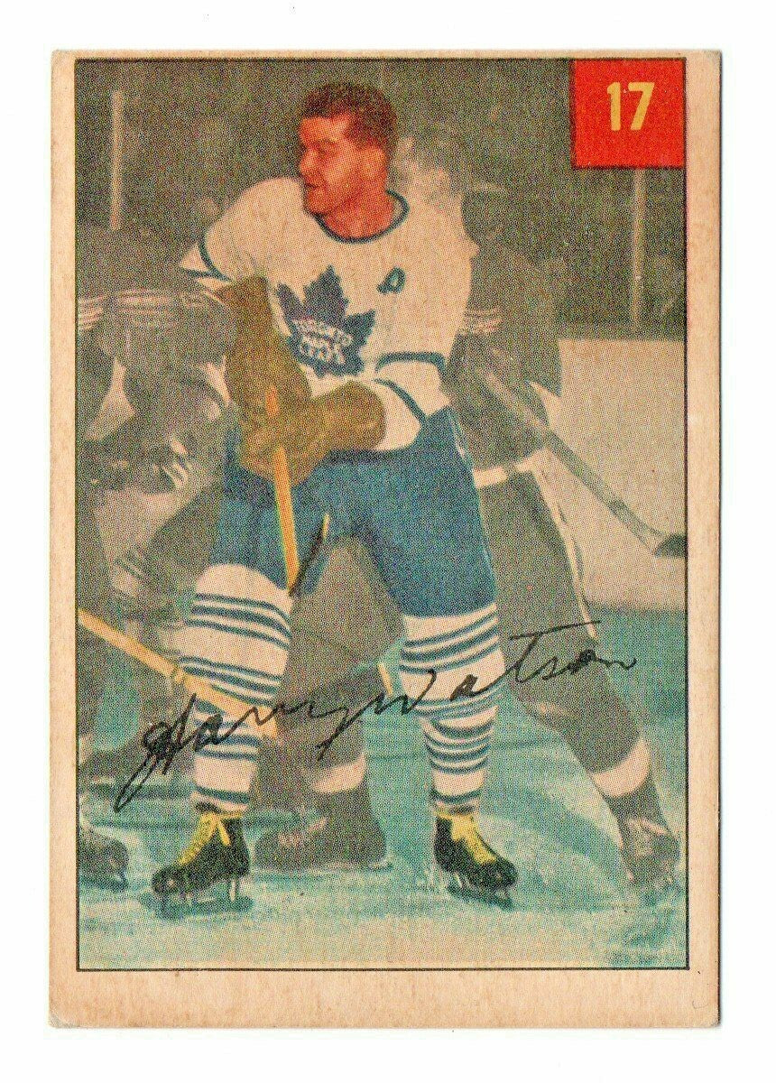 1954-55 PARKHURST HARRY WATSON #17 TORONTO MAPLE LEAFS BIO BACK 