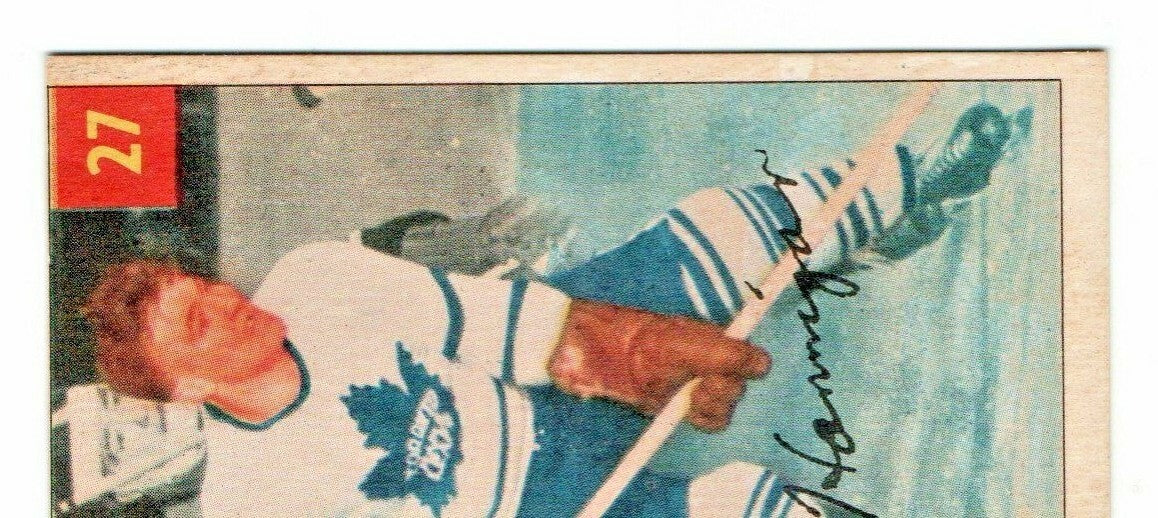 1954-55 PARKHURST #27 GORDIE HANNIGAN - Toronto Maple Leafs --  EX-EX+