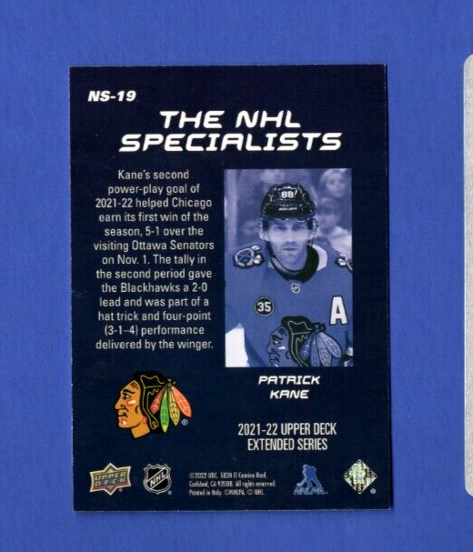 2021-22 Upper Deck Extended  The  NHL Specialists 1:576 - Patrick Kane - Chicago