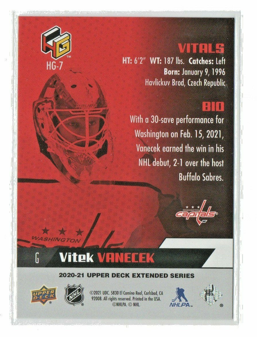 Vitek Vanecek 2020-21 Upper Deck Extended Series HOLOGRFX Silver  Rookie #HG-7 