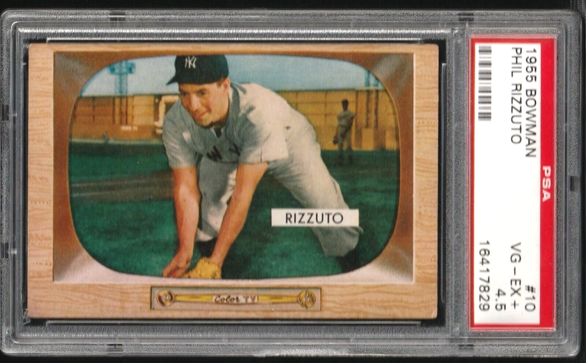 1955 Bowman #10  -  Phil Rizzuto   -  Yankees  -  HALL-OF-FAME PSA 4.5 - VG/EX+