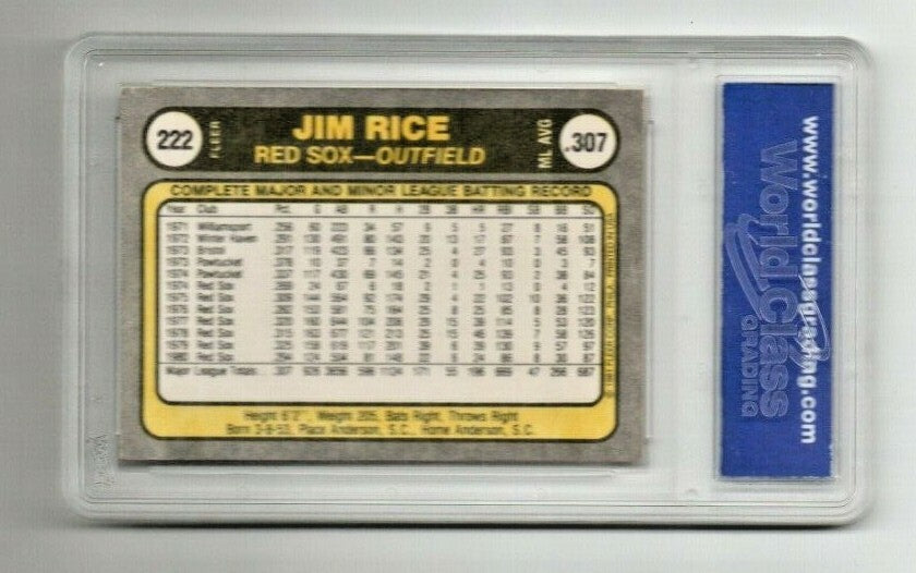 1981 Fleer Baseball Card #222   -  JIM RICE -  Boston Red Sox  -  WCG 7.0 NM 