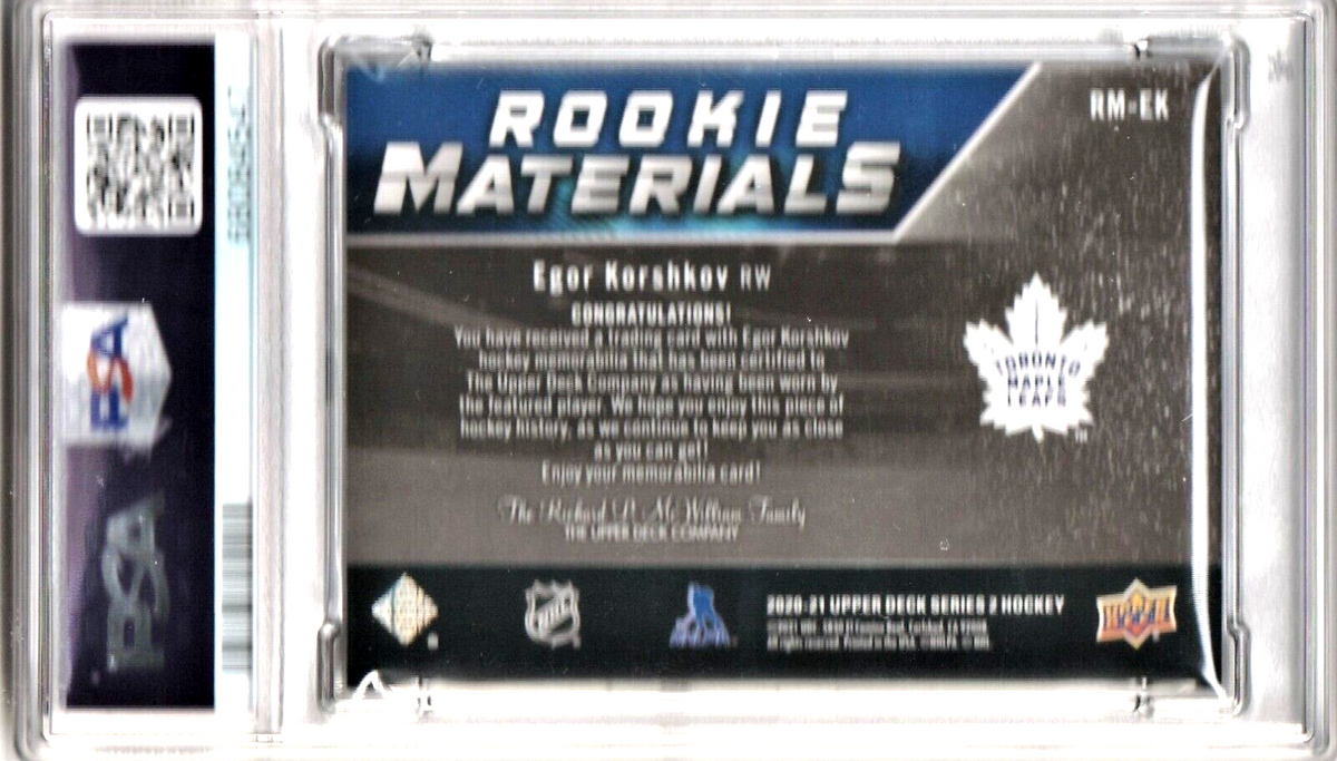 2020 Upper Deck Rookie Materials Egor Korshkov ROOKIE PATCH #RM-EK PSA 8 NM-MT