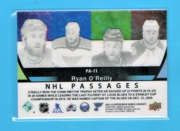 2021-22 Upper Deck Series 2 RYAN O’REILLY NHL Passages  Acetate #PA-11  -  Blues