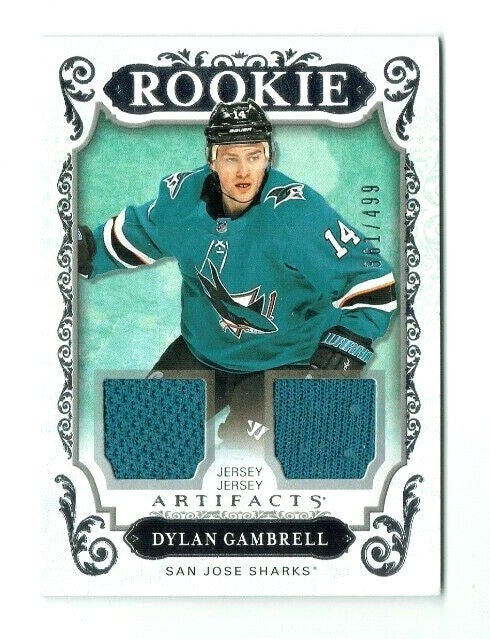 DYLAN GAMBRELL - 2018/19 UPPERDECK ARTIFACTS DUAL ROOKIE JERSEY CARD 361/499