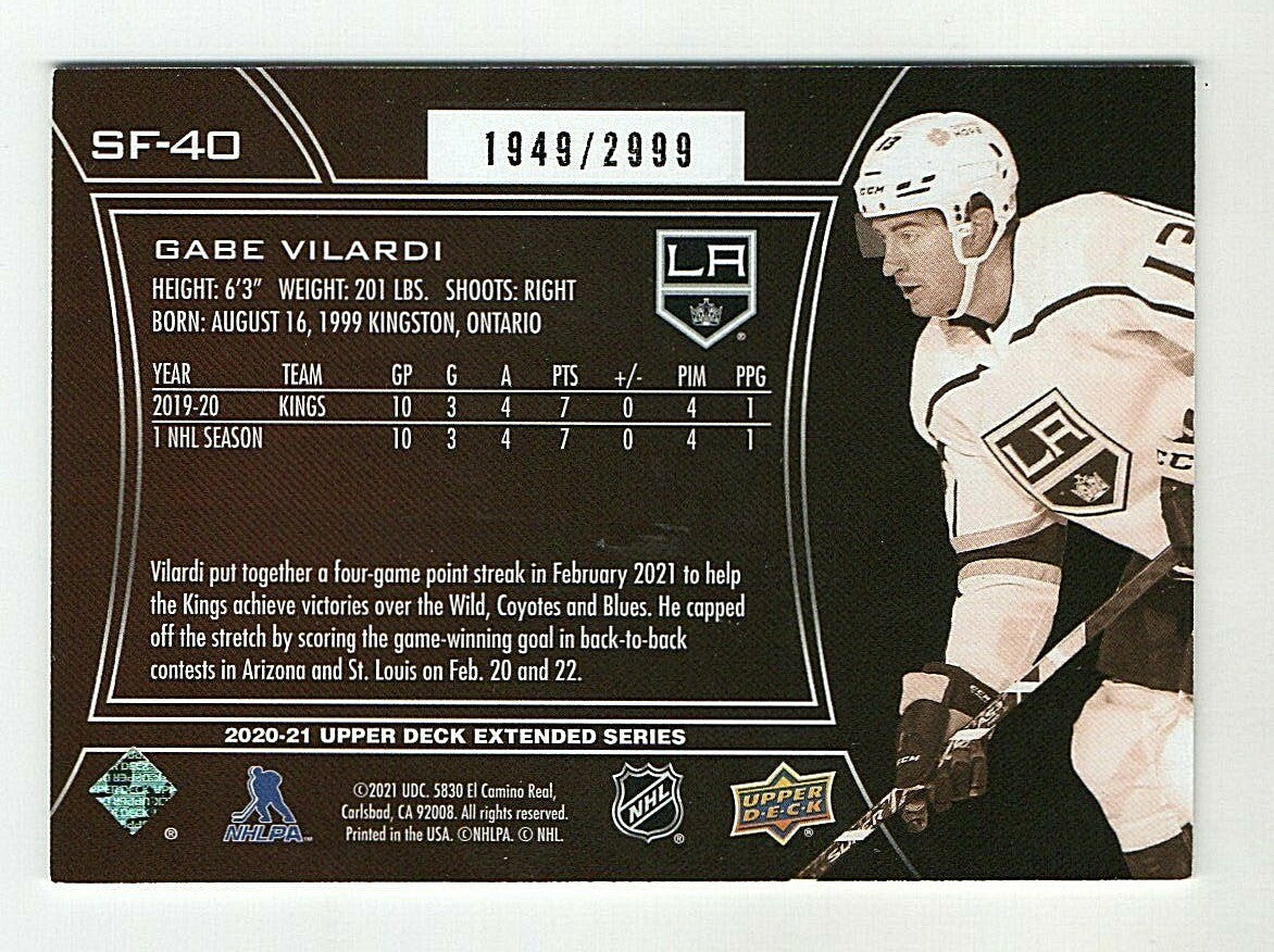 2020-21 Upper Deck EXTENDED SPx FINITE - GABE VILARDI -  #SF-40 #1949/2999 KINGS