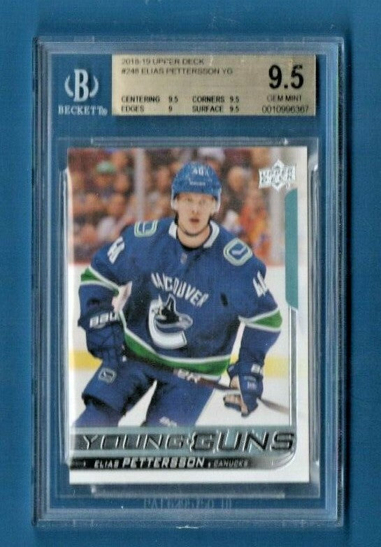 2018-19 Upper Deck Elias Pettersson Young Guns Rookie RC #248 BGS 9.5 GEM MINT