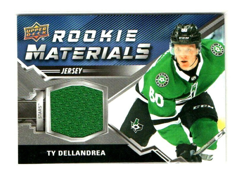 2020-21 Ty Dellandrea Upper Deck Series 2 #RM-TD RC - ROOKIE MATERIALS  (Green)