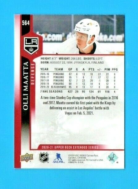 2020-21 Extended series Olli Maatta UD Exclusive 059/100 L.A. Kings  #564