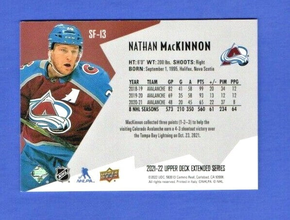 Nathan MacKinnon 2021-22 UD Extended SPxFinite Radiance Silver #SF-13  1168/2999