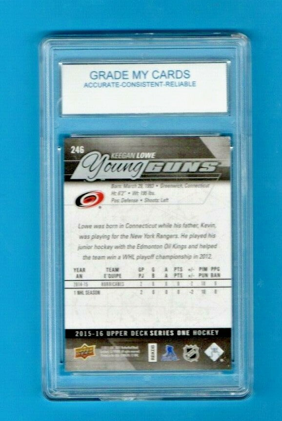 2015-16 Upper Deck Young Guns  #246 Keegan Lowe  Carolina Hurricanes Gem-Mint 10