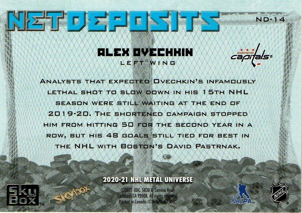 2020-21 UD NHL Metal  Universe NET DEPOSITS #ND-14   Alexander Ovechkin Capitals