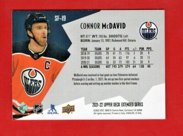 Connor McDavid  2021-22 UD Extended SPxFinite Radiance (GOLD)   # SF-19  574/799