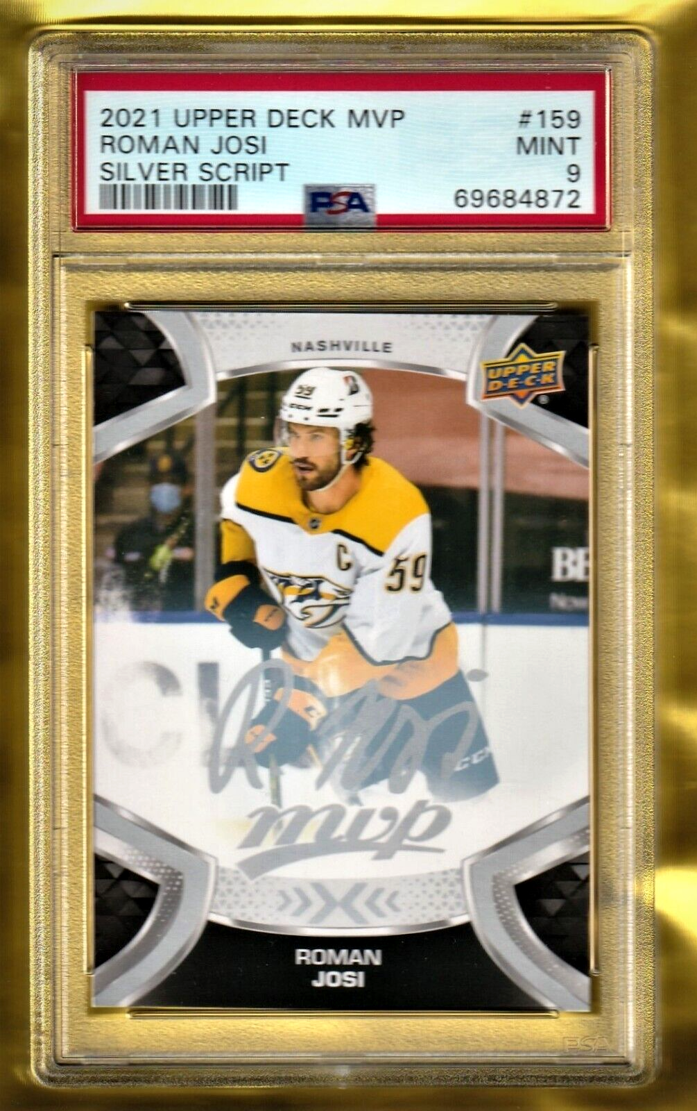 2021 Upper Deck MVP Silver Script  -  Roman Josi   #159 PSA 9 MINT  -  Nashville