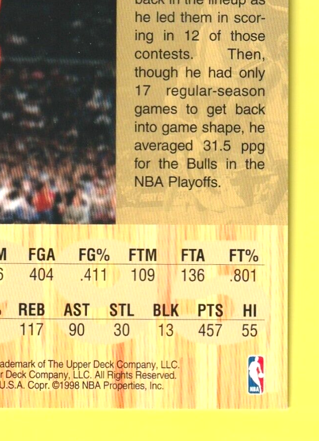 1998 Upper  Deck -  MICHAEL JORDAN  - Gatorade Postcard NBA  10 of 12   -  3.5/5