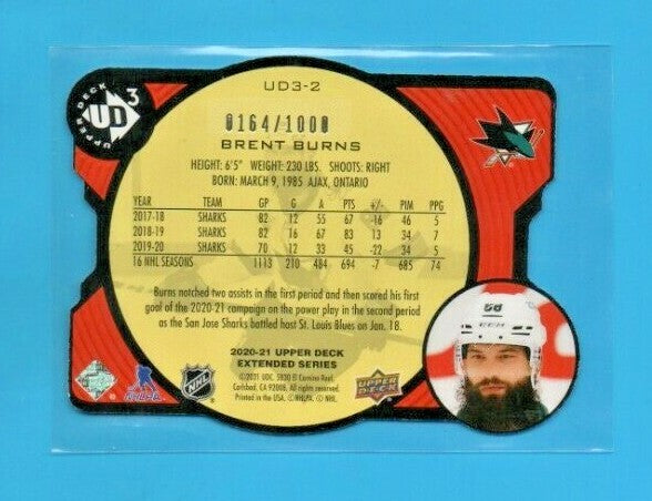 Brent Burns 2020-21 upper deck extended series UD3-2  - 0164/1000 - Sharks