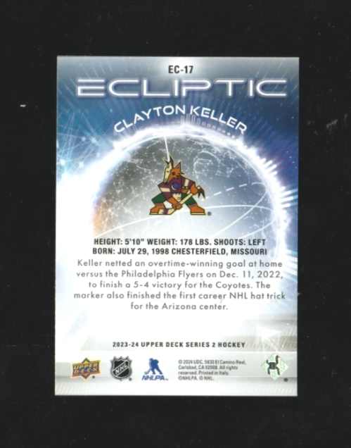 2023-24 UD Upper Deck Series 2  Ecliptic Ec-1 7  Clayton Keller  Arizona Coyotes
