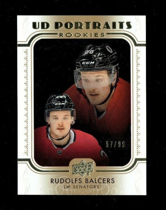 2019-20 Series 2 UD Portraits Gold Foil Rookie #P-58 Rudolfs Balcers 57/99 -Sens