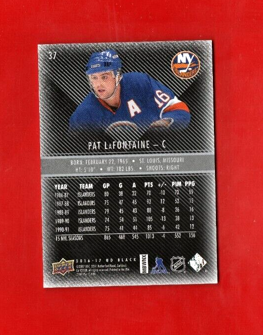 2016-17 UD Black 200/299 Pat LaFontaine #37 N.Y. Islanders  HOF