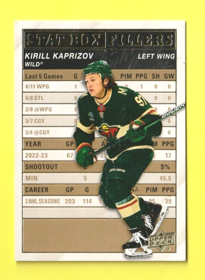 2023-24 Upper Deck Series 1 Stat Box Fillers   Gold   #SB-20  -  Kirill Kaprizov