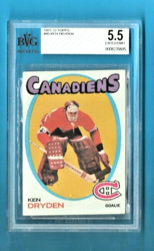 1971-72 Ken Dryden Rookie Card #45 Topps  BvG 5.5 Excellent+ Montreal Canadiens