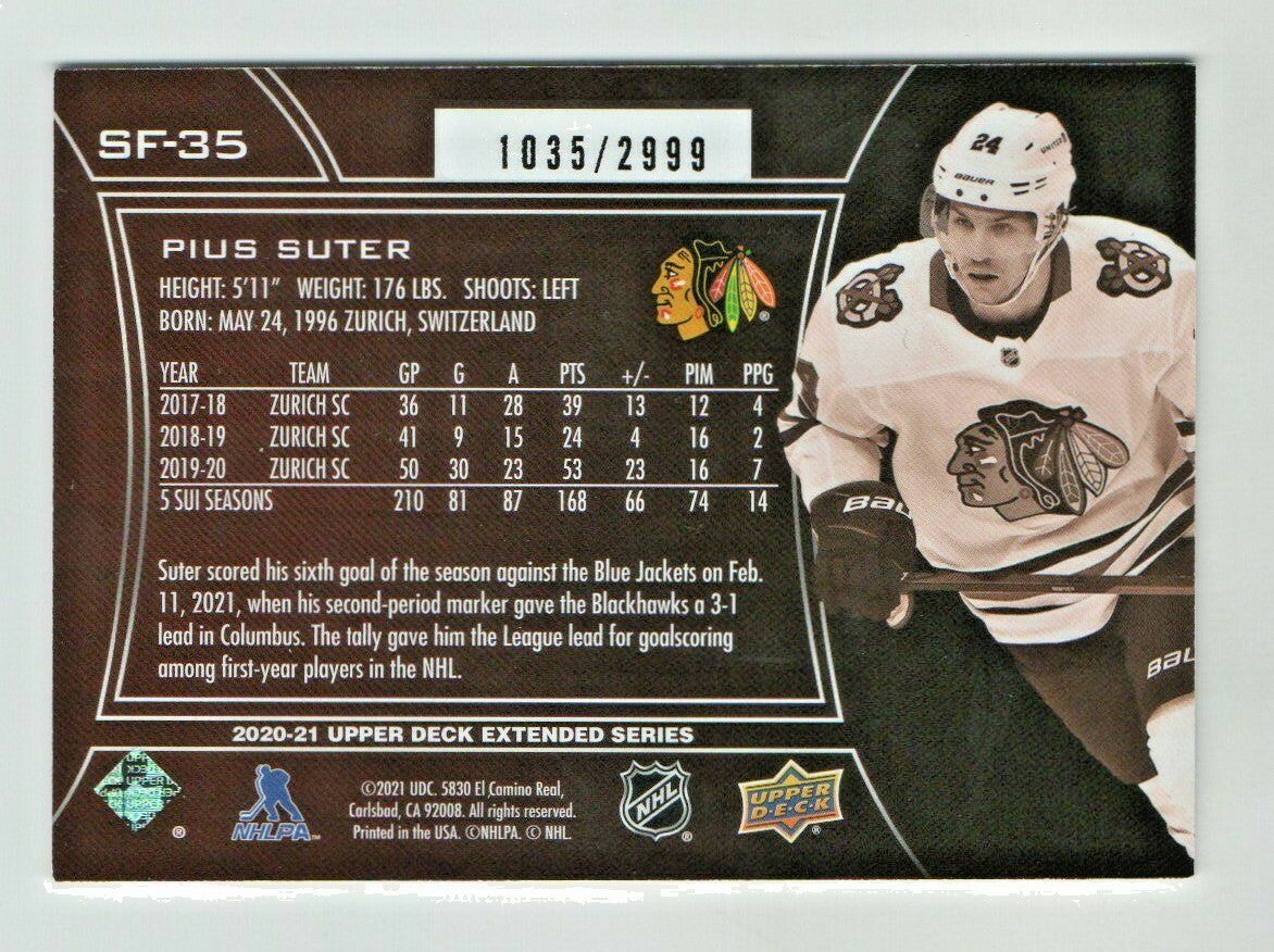 2020-21,UD, Extended Series SPx Finite,SF-35 Pius Suter RC - Chicago 1035/2999 