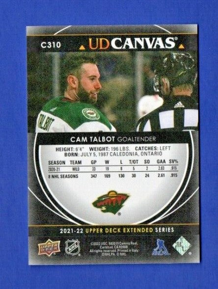 2021-22 UPPER DECK EXTENDED CANVAS   BLACK   CAM TALBOT #C310  -  Minnesota Wild