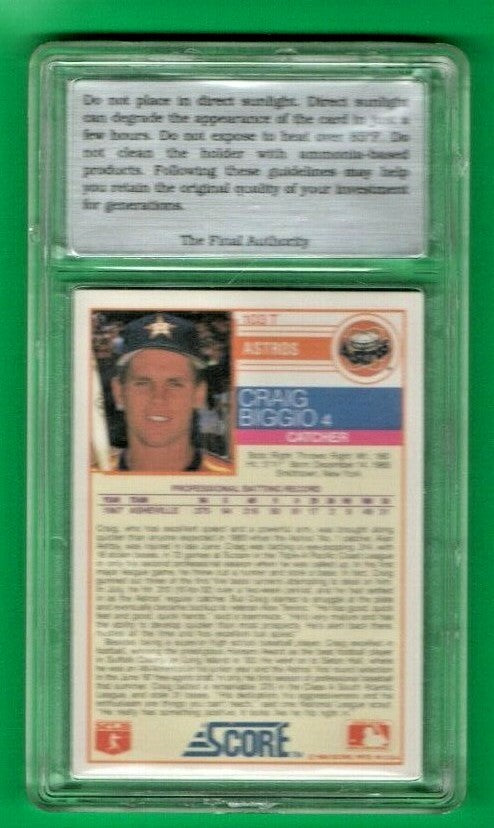 1988 Score Rookies & Traded   Craig Biggio  -  #103T Graded 8 with a 10 - HOF