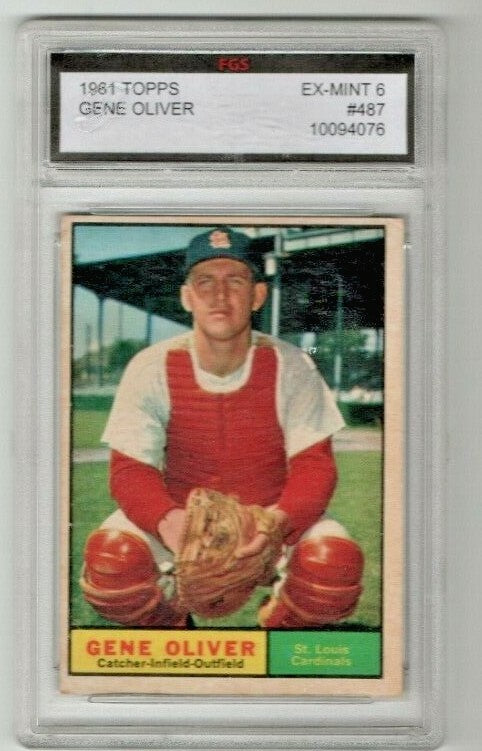 1961 TOPPS GENE OLIVER #487 EX-MINT 6  - Saint Louis Cardinals