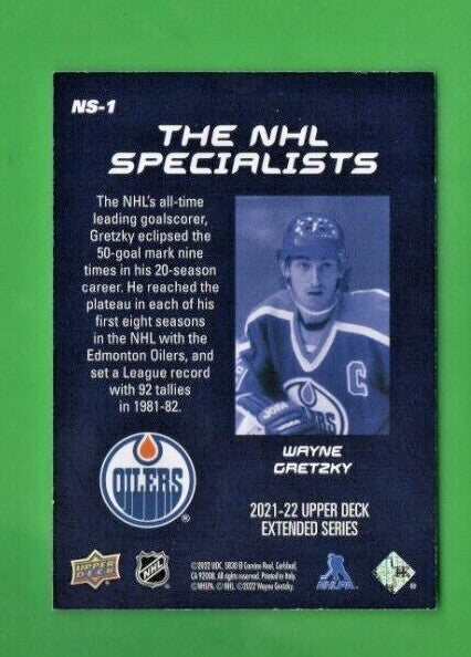 2021-22 UD Extended Series NHL Specialists #NS-1 Wayne Gretzky - Edmonton Oilers