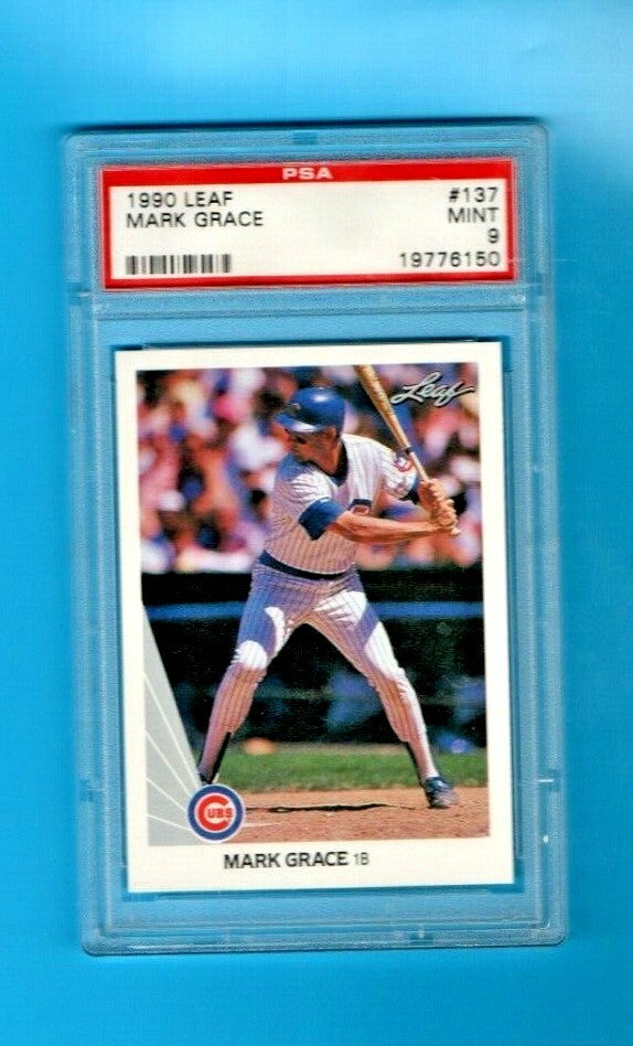 1990 LEAF #137 MARK GRACE Chicago Cubs PSA  9 MINT  -  Low Population (34)