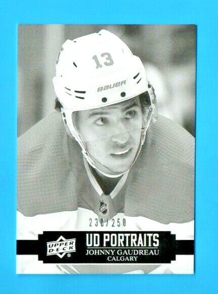2021-22 Upper Deck UD Series 1 UD Portraits P-14 Johnny Gaudreau #230/250 Flames