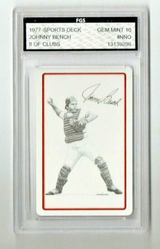 1977 Sports Deck Johnny Bench HOF FGS Gem Mint 10 card  Cinci -Reds   8 of clubs