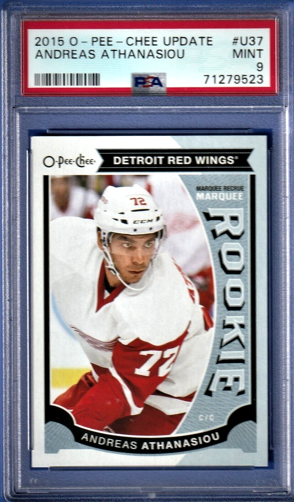 2015 O-Pee-Chee Update  -  Andreas Athanasiou  -  Detroit ROOKIE #U37 PSA 9 MINT