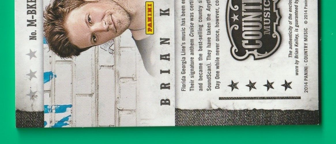 BRIAN KELLEY 2014 Panini Country Music  -  Musician Materials   Relic #D 344/399