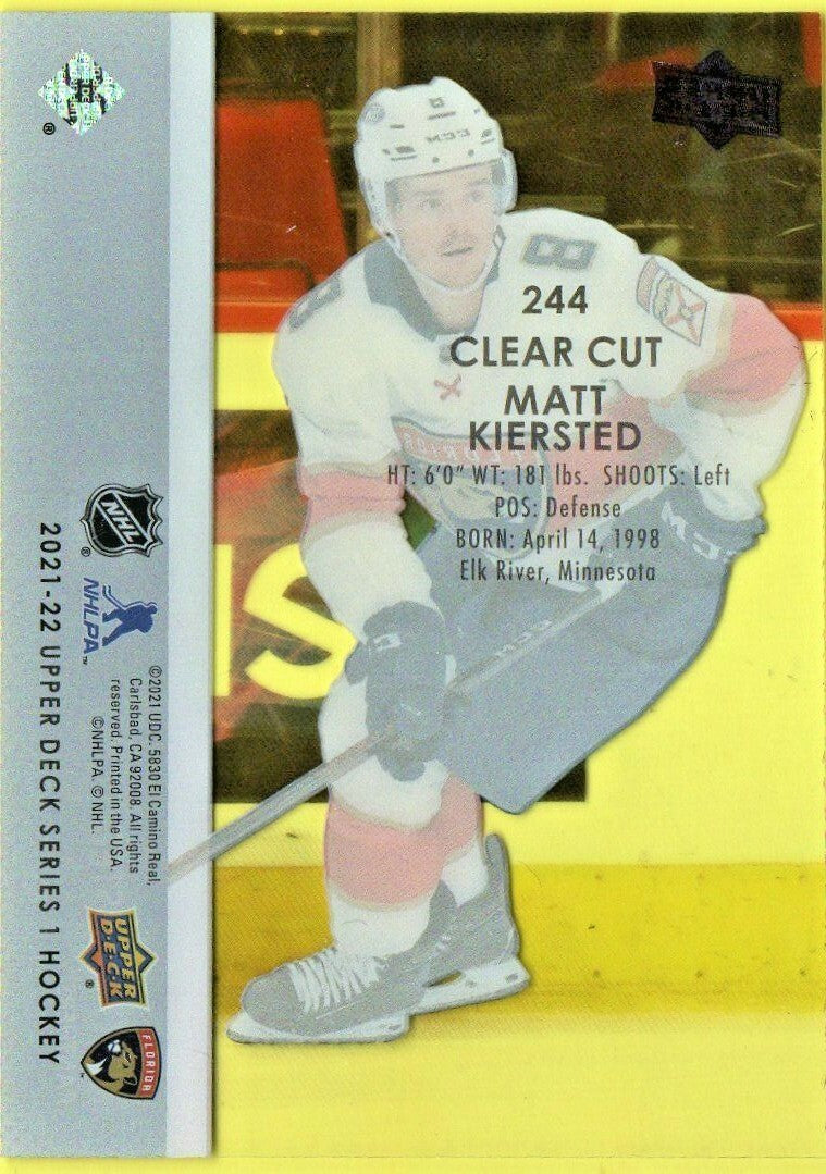 2021-22 UD Series 1 Clear Cut Young Guns #244 Matt Kiersted - Florida Panthers