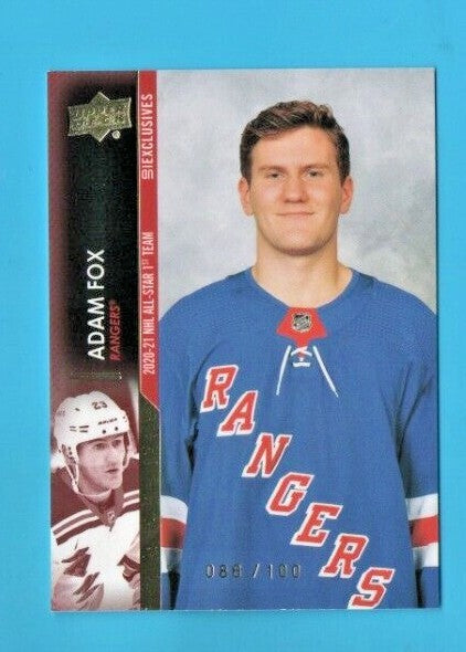 Adam Fox 2021-22 Upper Deck Extended #670 Exclusives  086/100 - New York Rangers