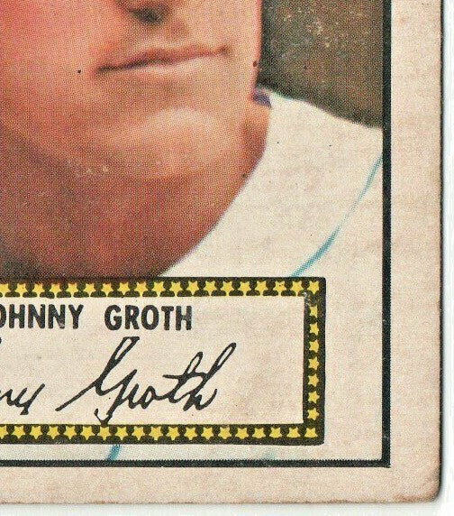 #25 JOHNNY GROTH 1952 Topps Baseball RED BACK DETROIT TIGERS