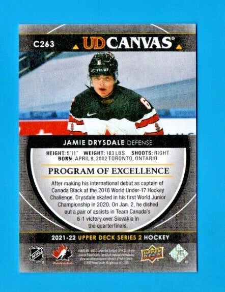 Jamie Drysdale 2021-22 Upper Deck 2 Program of Excellence BLACK Canvas SP #C263