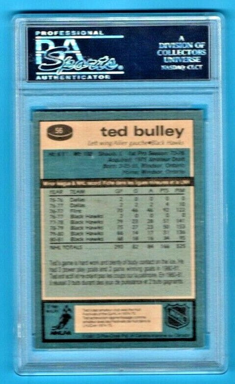1981-82 O-Pee-Chee #56 Ted Bulley Chicago Blackhawks PSA NM 7
