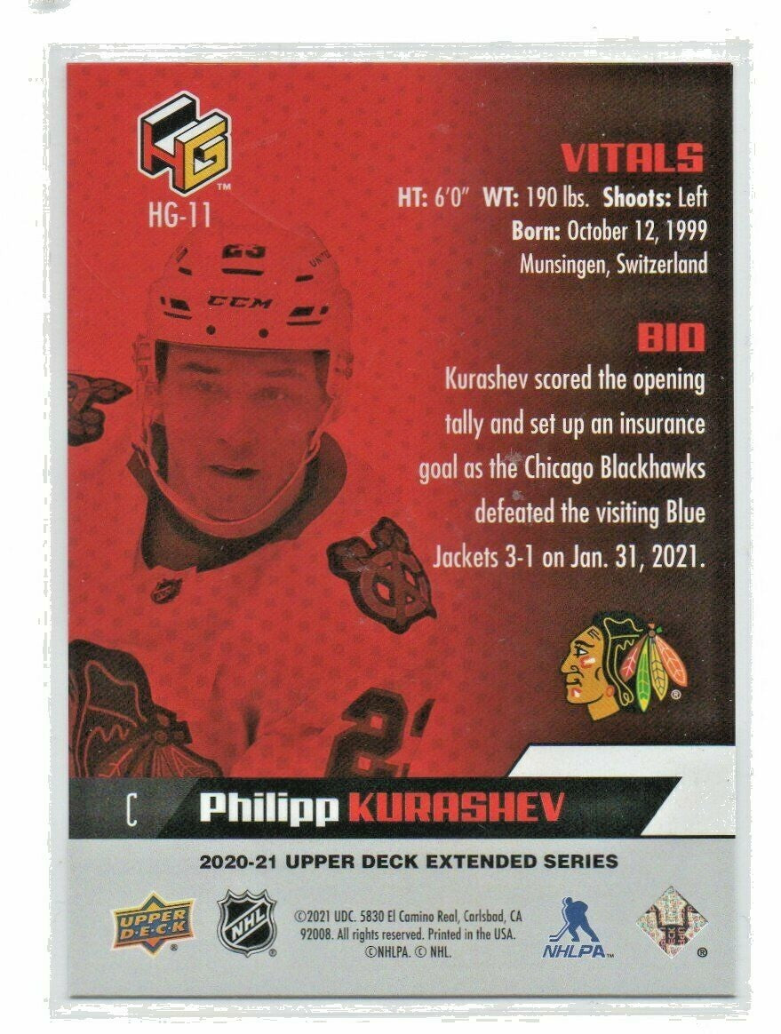 PHILIPP KURASHEV RC 2020-21 UPPER DECK EXTENDED HOLOGRFX  Silver ROOKIE HG-11