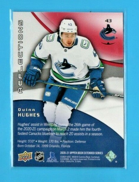 2020-21 Upper Deck Extended Reflections Red  #43 -Quinn Hughes Canucks  040/500 