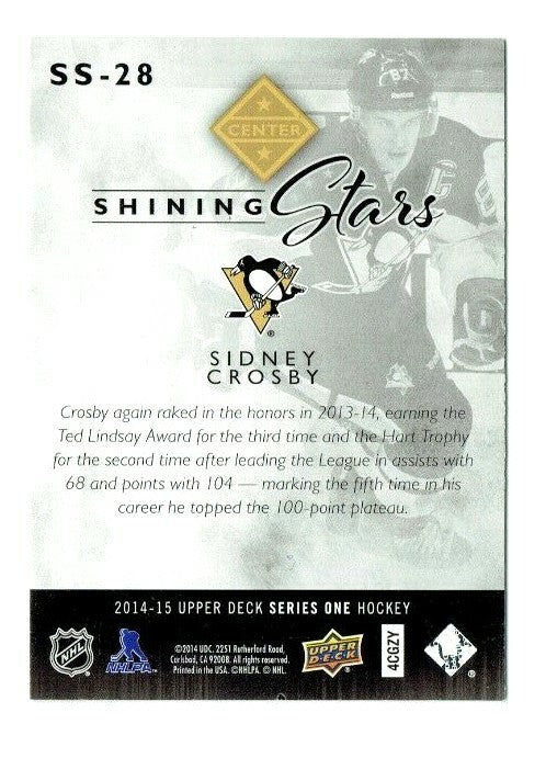 SIDNEY CROSBY 2014/15 UD Shining Stars BLUE #SS28 Pittsburgh Penguins 