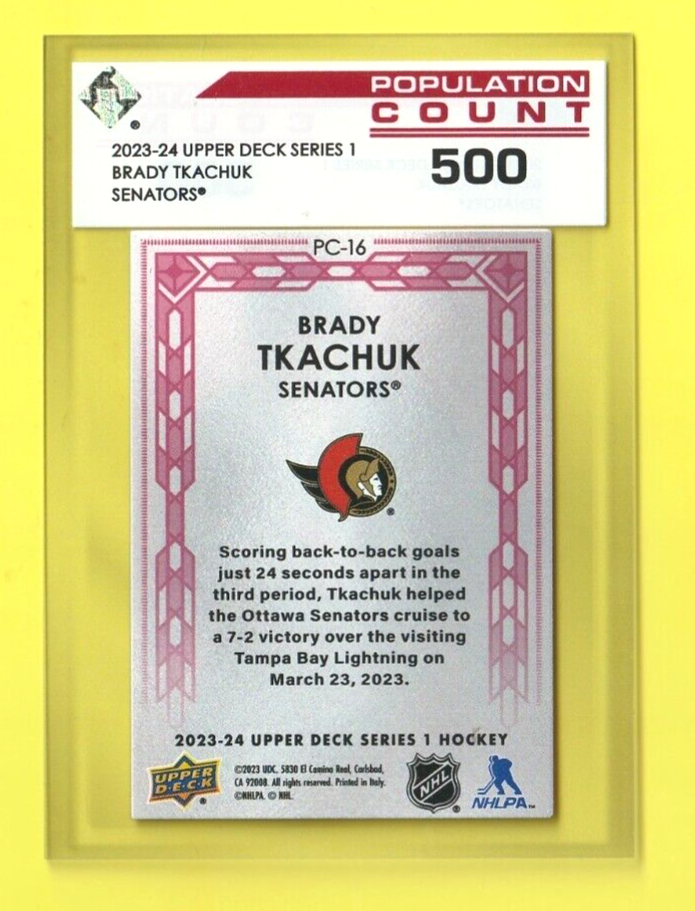 2023-24 Upper Deck Series 1  -  #PC-16 Brady Tkachuk   -  Population Count 500