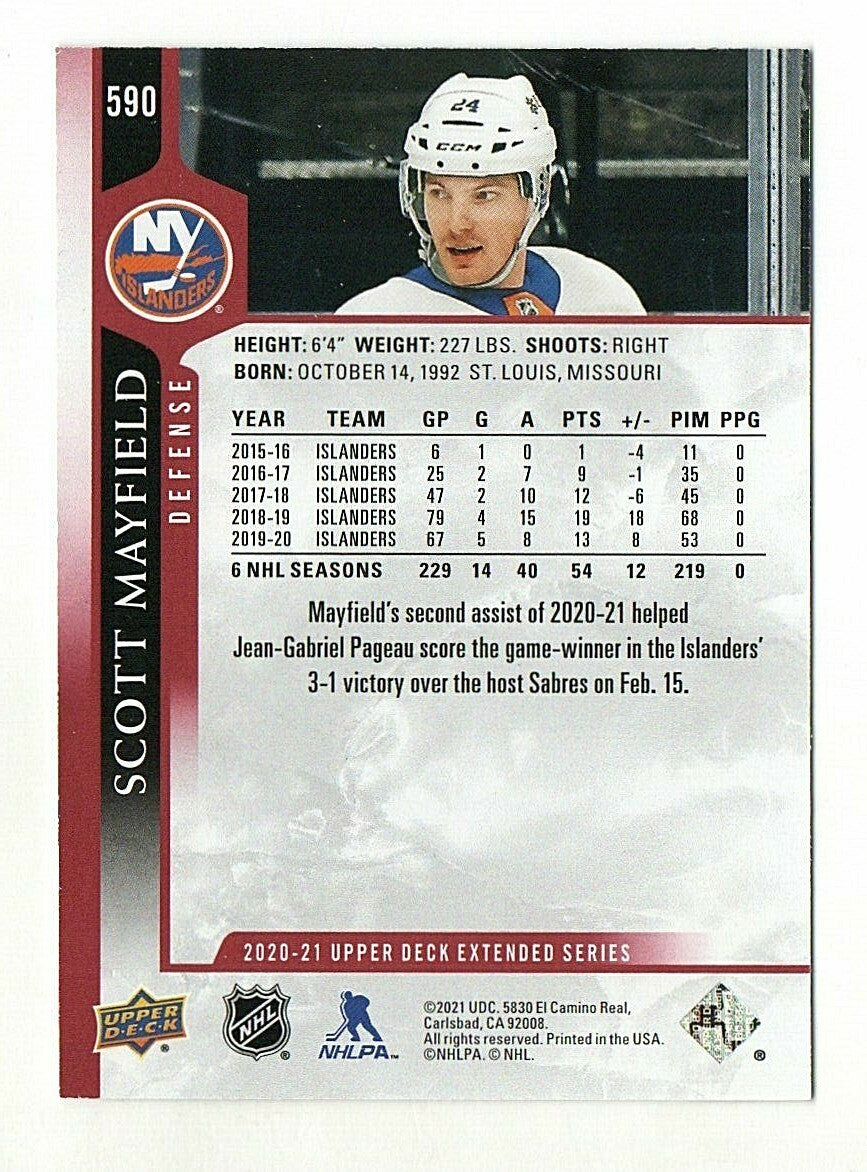 2020-21 UD Extended Exclusives - Scott Mayfield -059/100 #590 New York Islanders